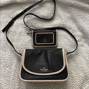 Kate Spade Black and Tan Crossbody Bag with wallet